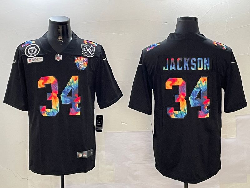 Men Oakland Raiders #34 Jackson Black Rainbow 2024 Nike Limited NFL Jersey style 4->san francisco 49ers->NFL Jersey